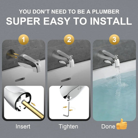 Step-by-step installation of Slip On Tub Spout With Diverter For Five Inch Tub Chrome Finish Fits One Half Inch Copper Pipe