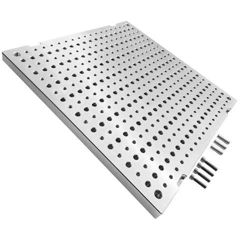 16 By 16 By 0.8 Inch Aluminum Fixture Plate 6061 Anodized CNC Ready For Precision Milling with 8mm positioning holes and mounting bolts