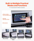 VEVOR Heavy Duty Electric Paper Cutter With 19 Inch Cutting Width And 3 Inch Depth Cuts Up To 800 Sheets Effortlessly Featuring Modern 7 Inch Touchscreen for mode selection.