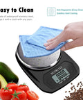 Hand wiping Awesome Compact Digital Food Scale For Cooking And Baking Small Kitchen Scale In Grams And Ounces Stainless Steel Tare Function Backlit LCD Display Space Saving Black