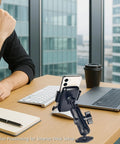 Go To 1 Inch Ball Phone Mount With Aluminum Arm And Base Dual Ball Joint 360 Degree Adjustable Screw Mount Base on desk