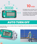 Three Quarters Inch Digital Turbine Flow Meter Inline NPT Thread display with auto turn off feature for liquids