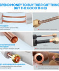Comparison of pure copper tubing and aluminum pipes for 25 Ft Dope Copper Mini Split Line Set with 1 Quarter and 3 Eighth Inch Flared Tubing