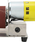 Pro 200W Mini Belt Sander Electric Polishing Grinder With Aluminum Alloy Frame, side view of motor and sanding belt.