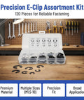 120 Piece E Clips Set With 10 Sizes External Retaining Rings Snap Rings For Auto Repair And Industrial Hardware M1.5 To M10 Range