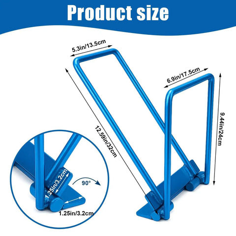 Rugged Tough As Nails Eaves Seam Locker Tool for Standing Seam Metal Roofs with dimensions and close-up of 90-degree angle feature