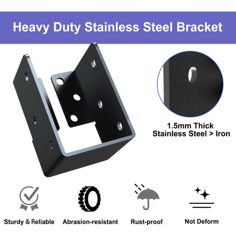 Concealed Joist Hanger Bracket Set, 4 Pack, 201 Stainless Steel, 4x6 Joist Brackets With Screws For Railing, Wood Posts, Beams, Fences, And Handrails Built Tough For Outdoor Use
