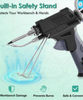 60W Auto Feed Soldering Iron Gun Kit With Adjustable Temperature LCD Display, built-in safety stand, protection features