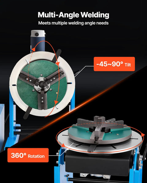 Heavy Duty Rotary Welding Positioner 661 Lbs Load Capacity, Electric Turntable With Foot Pedal Speed Control Tilt Table for Multi-Angle Welding