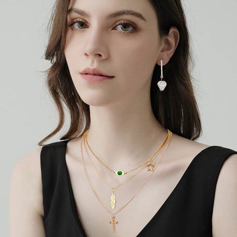 Must Have 38 Piece Jewelry Set For Women With Four Necklaces Ten Bracelets And Twenty Four Layered Ball Hoop Earrings Lightweight Alloy Fashion Jewelry For Everyday Glam Eco Friendly And Colorfast Gift Ready, layered gold necklaces