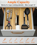 Expandable Bamboo Silverware Drawer Organizer Tray For Kitchen Utensils And Cutlery Wooden Flatware Holder in drawer