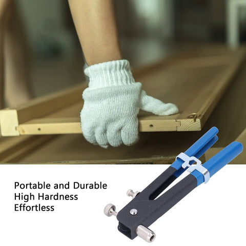 Heavy Duty Manual Rivet Gun Kit With Stainless Steel Spindle And Aluminum Alloy Arms Includes Five Pole Covers For M3 To M8 Rivets Perfect For Automotive Work And Household Repairs That Are Tough To Handle. blue hand rivet tool