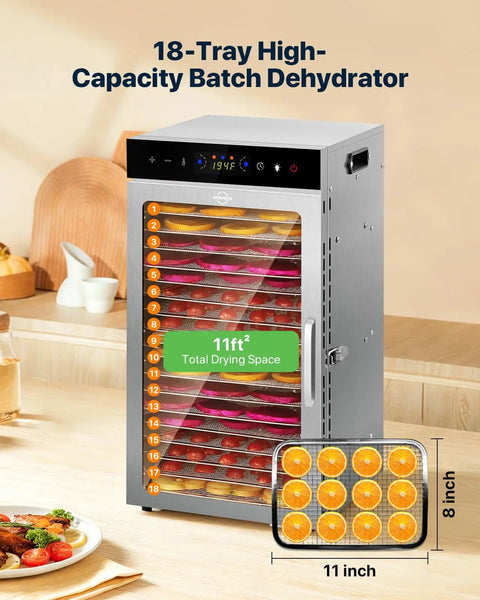 Dry Down Your Garden Harvest In Style With This Top Shelf 18 Tray Food Dehydrator featuring 800 watt dual fans and stacked trays.