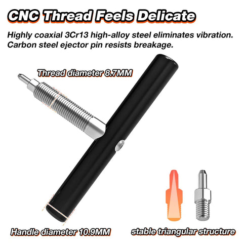 Pro Bike Chain Tool For Six To Twelve Speed Chains, Chain Breaker showing CNC thread details and carbon steel ejector pin