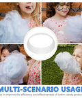 Cotton Candy Maker Guard Lid Shield for 10 Inch Marshmallow Machine with kids enjoying cotton candy, white plastic cover in center