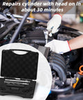 Mechanic using Ford Triton 3 Valve Spark Plug Thread Repair Insert Installer Kit M16x1.5 next to open toolbox