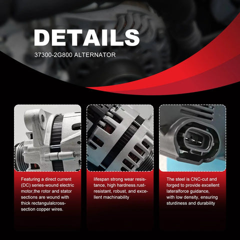 12V 150A Beefy Alternator For Kia Optima 2.4L 2013 2014 2015 2016 And Hyundai Santa Fe 2.4L Plus Kia Sorento 2.4L Replacement details