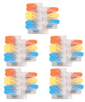 Set of 5 multi-colored 3 In 6 Out Quick Wiring Splice Cable Connector 41A 450V with red copper contacts, PA fire retardant housing.