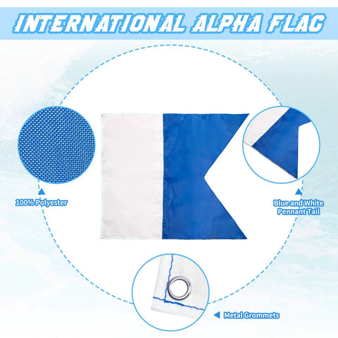 Safety Diver Down Flags 2 Pack Polyester 420D Flags With International Signal Alpha Flag 20x24 Inches details and features