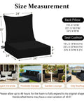 Outdoor Chair Cushions 24x24 Deep Seat Waterproof Fade Resistant Patio Cushions With Handle And Removable Cover Black Set size diagram