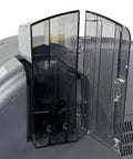 Close-up of the fast load laminate deck on the Dead Simple Dual Sided ID Card Printer in sleek grey chassis.