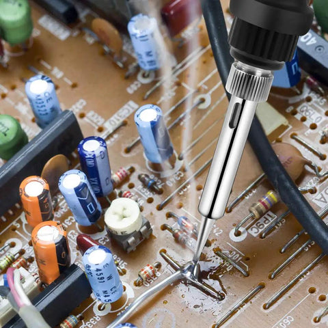 60W Soldering Iron Kit With Adjustable Temperature Jewelry Soldering Gun on electronic circuit board