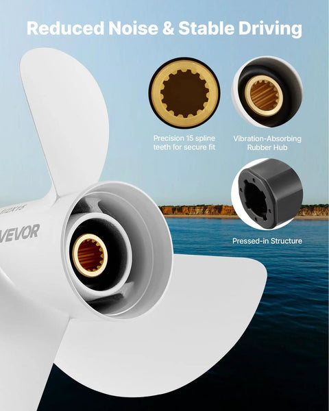 Beefed-Up Aluminum Corrosion-Resistant Outboard Propeller For Yamaha 60-130 HP, 3-blade, showing hub structure