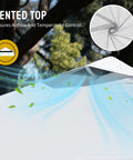 Vented top of 12x12 Ft Pop Up Canopy Tent With Instant Center Lock, One Push Setup, UV Protection, showing airflow control
