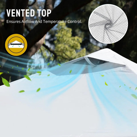 Vented top of 12x12 Ft Pop Up Canopy Tent With Instant Center Lock, One Push Setup, UV Protection, showing airflow control