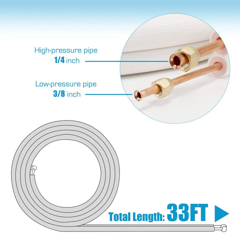 Go To 33 Foot Insulated Copper Aluminum Line Set For Ductless Mini Split Air Conditioning And Heat Pump Systems, 33ft layout