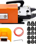 Heavy Duty Pneumatic Crimping Tool For Electrical Wire Terminal Dies Up To 16mm2 Air Powered Crimper Plier shown with accessories.