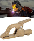 Heavy Duty Brass Shaped Welding Ground Clamp 300 Amp For Shipyard Auto Jobs With Super Grip Earth Cable Clip that shows the clamp design