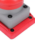 Close-up of Heavy Duty Pneumatic Random Orbital Sander Paired With A Slick Air Powered Palm Polisher with red and grey details.