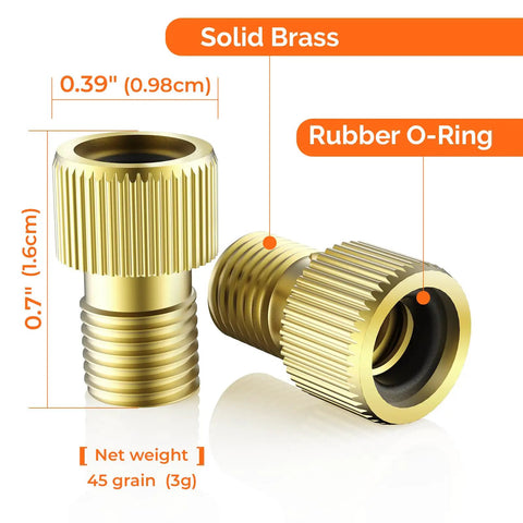 Brass Presta Valve Adapters Kit 4 Pack With 8 Caps Converts Presta To Schrader For Easy Inflation With Standard Pumps
