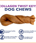 Collagen Twist Keys Dog Chews Chicken Flavor Six Count Pack Made In USA Beefhide Treats For Dogs, promotes health benefits