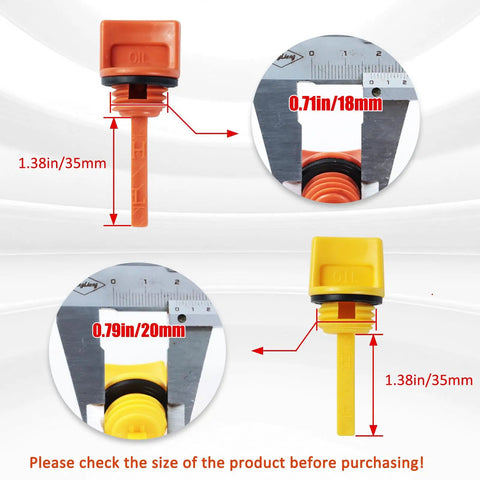 Oil Filler Cap Assembly For Predator 196cc 212cc 208cc 224cc Engines with M18 and M20 Threads showing size dimensions