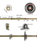 Go Kart And Drift Trike 32 Inch Rear Axle Kit with detailed dimensions and components diagram
