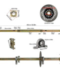 Beefed Up 32 Inch Go Kart Rear Axle Kit With 810mm Shaft 2 Brake Discs 2 41T 428 Sprockets Pillow Block Bearings And 2 Four Bolt Wheel Hubs