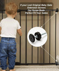 Drop Dead Solid 8mm Threaded Spindle Rods Baby And Pet Gate Replacement Parts No Hassle Swap, shown with child near gate.