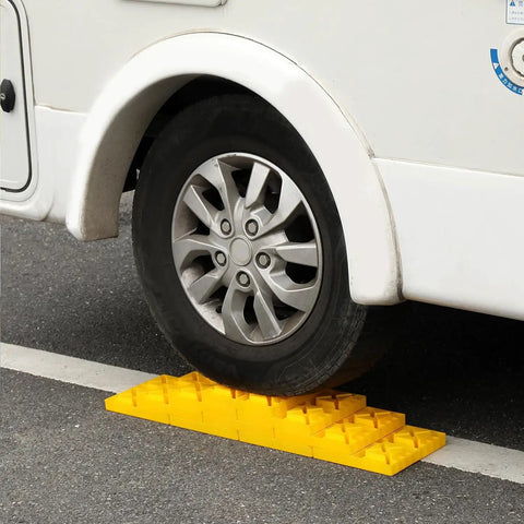 RV wheel on Ten Pack RV Camper Leveling Blocks With Interlocking Design Non Slip Pads Durable Carrying Bag And Levelers
