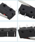 12 Piece Micro Limit Switch Kit With Long Straight Hinge Lever Arm 5A 125V 250V AC SPDT 1NO 1NC Snap Action Momentary 3 Pin