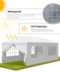 Outdoor White Waterproof Gazebo Tent With Removable Sidewalls And Windows Ten By Twenty Feet Heavy Duty Event Shelter