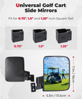 No Drilling Golf Cart Side Mirrors With Folding Design, Universal for 0.75 to 1.25 inch Rails, Black Quick Clamp