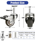 Heavy Duty 1.5 Inch Threaded Stem Caster Wheels With M8x20mm Swivel Screw Base dimensions for furniture replacement casters.