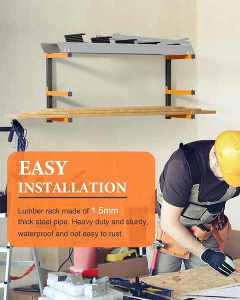 Heavy Duty Wall Mounted Lumber Storage Rack With 6 Levels Up To 720 Lbs Capacity Built Tough Folding Garage Wood Organizer.