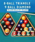 Two Tone Solid Wood Pool Ball Rack Triangle Or Diamond For 2 1/4 Inch Balls, Heavy Duty Billiard Rack With Reinforced Edges