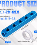4 Pack Aluminum Pneumatic Manifold Block With 2 Inlets And 5 Outlets, dimensions and temperature resistance specifications