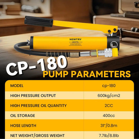 Hand Operated Hydraulic Pump for Lifting and Pressing, 400cc Capacity, 600kg/cm2, 13.4in Length, ZG Three Eighths Thread Connector