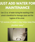 Hand pouring water into urinal for maintenance, compatible with Waterless Urinal Cartridge Replacement For Bobrick Falcon Sloan.