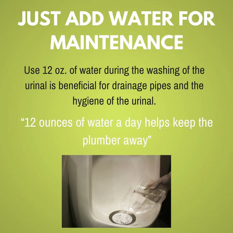 Hand pouring water into urinal for maintenance, compatible with Waterless Urinal Cartridge Replacement For Bobrick Falcon Sloan.